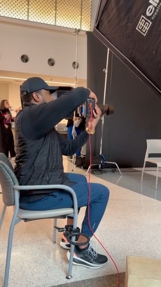 Tim Williams photographing on set for Grady Hospital